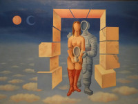 Mario Carreno - Cuba 1913 - Chile 1999 - Sueno de astronauta - oleo sobre tela - 85 x 120 cms - 1976